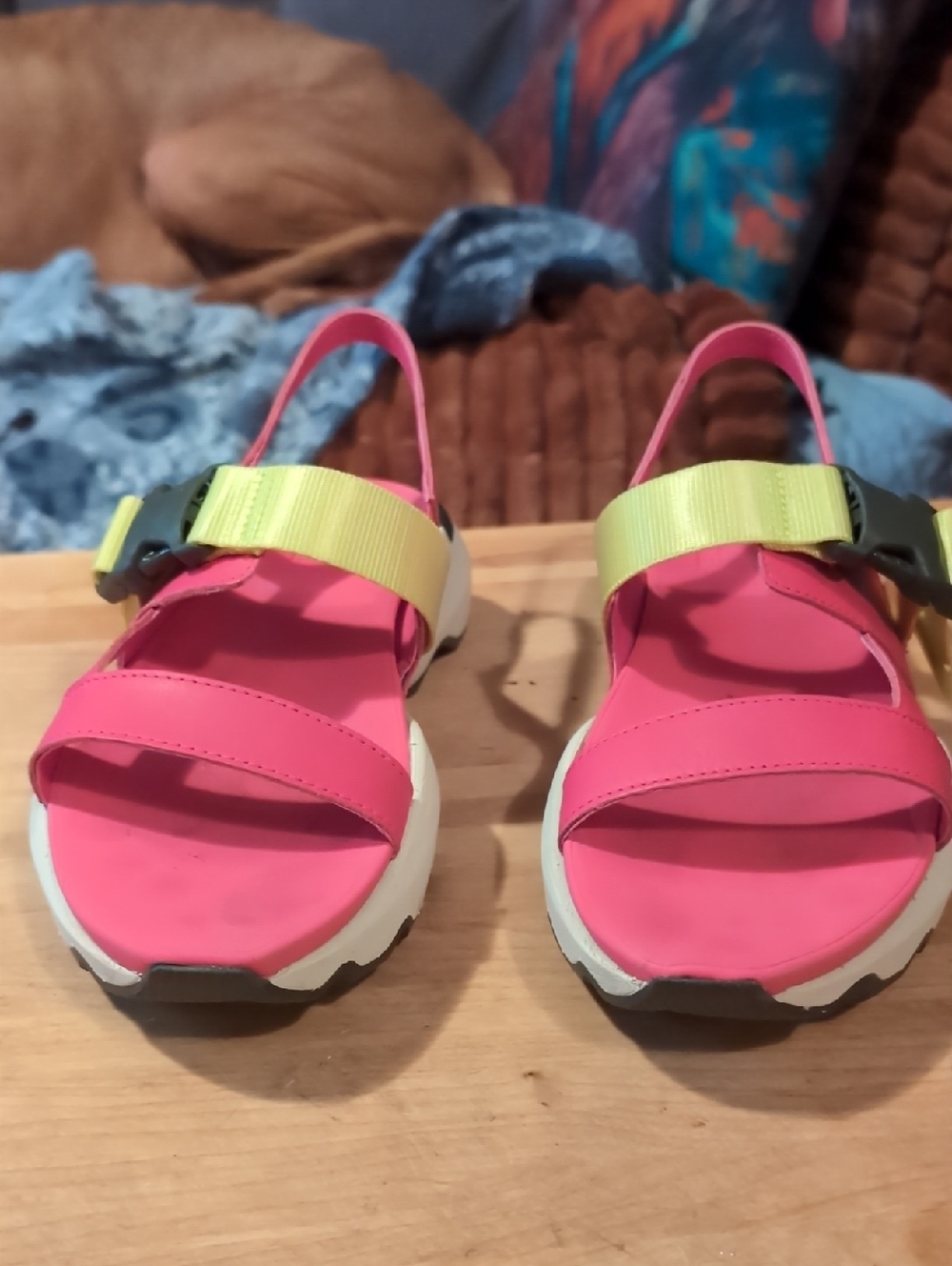 Sorel Women's Pink and Lime Adjustable Sport Sandals